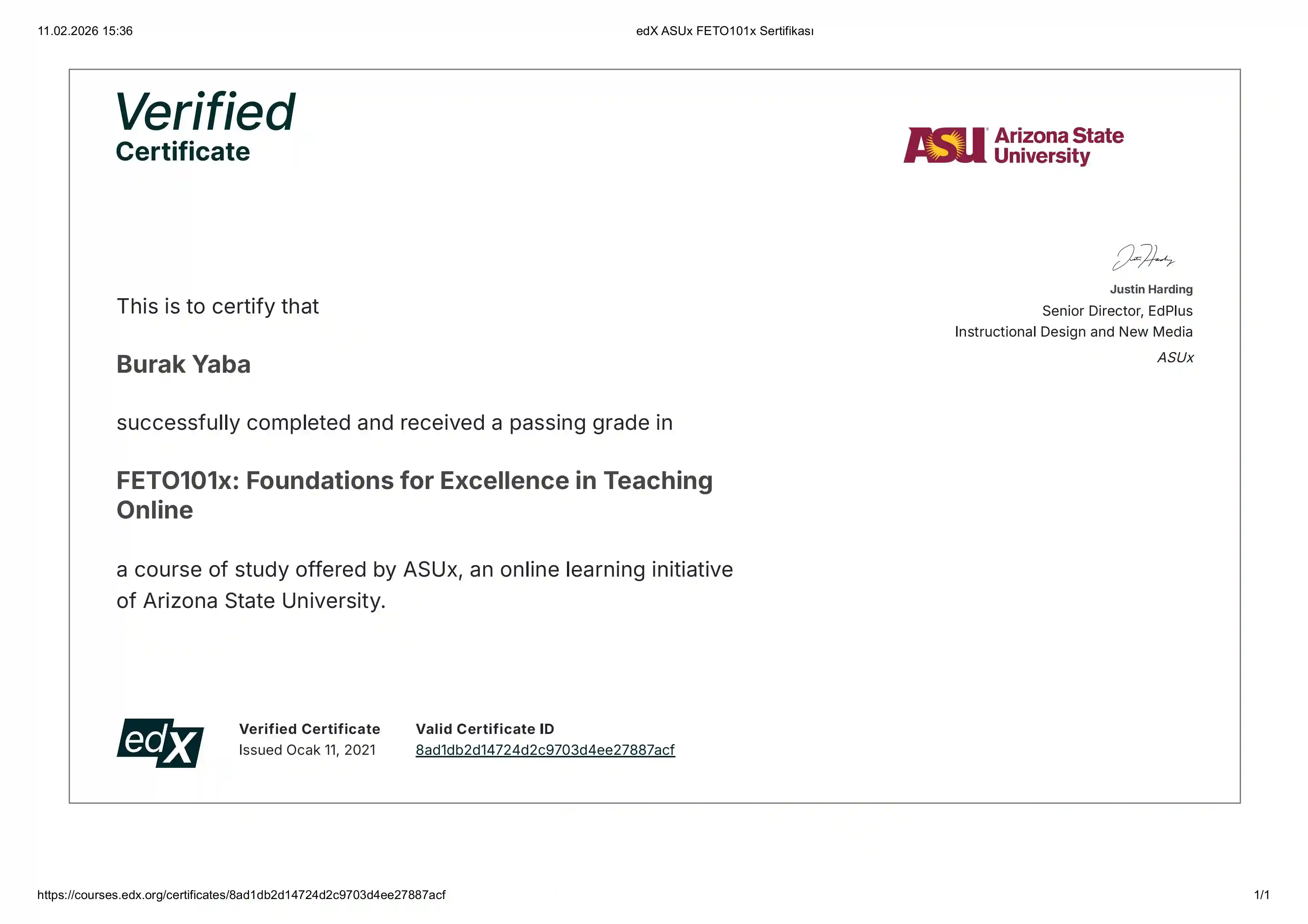 Arizona State University - Foundations for Excellence in Teaching Online
